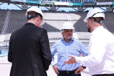 La Plata: El ministro Correa inspeccionó el armado para el show de Los Piojos en el Estadio Único