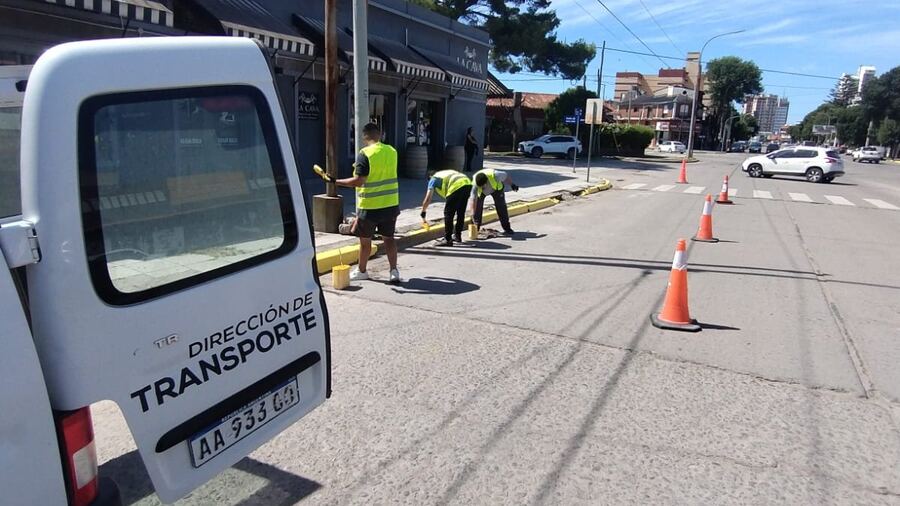 Necochea: Llevan adelante tareas de señalización de las paradas del transporte urbano