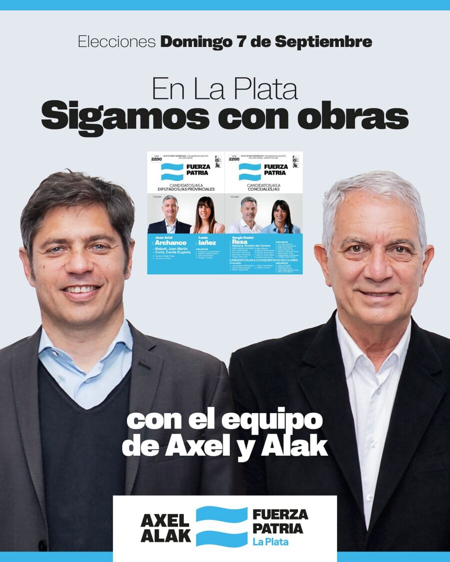 Fuerza Patria presentó la boleta de Alak en La Plata: "Sigamos con obras"